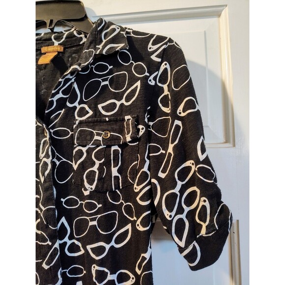 Copper Key Girls Size Small Button Down Black Shirt Glasses AOP Fast Shipping - Picture 11 of 13